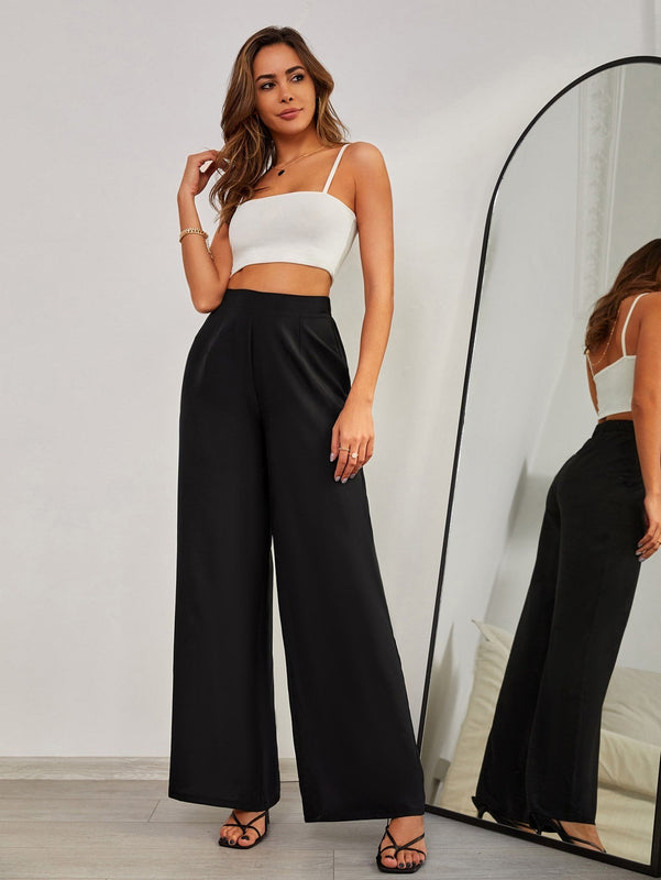 Pantalones de pierna ancha de talle alto