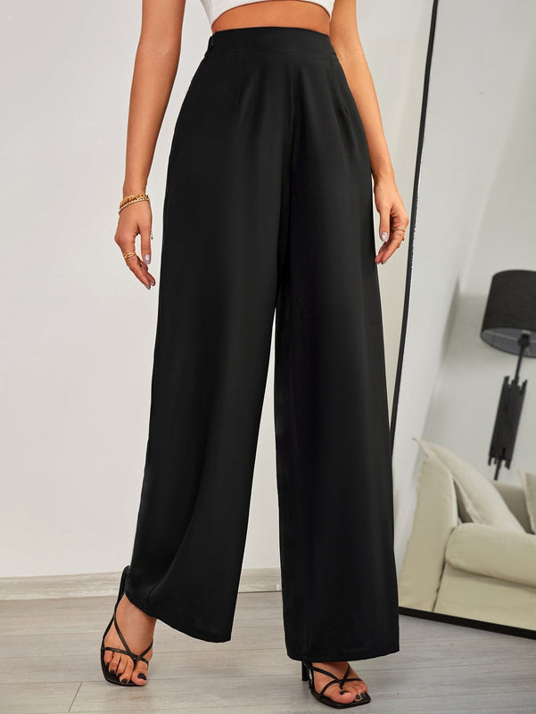 Pantalones de pierna ancha de talle alto