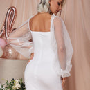 Eilly Bazar vestido ajustado de manga farol de malla transparente