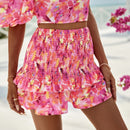 VCAY Shorts con estampado floral bajo con fruncido