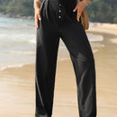 Pantalones de cintura con volante con boton con fruncido