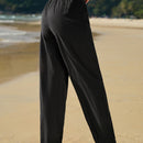 Pantalones de cintura con volante con boton con fruncido