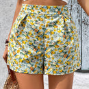 WYWH Shorts de talle alto con estampado floral