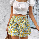 WYWH Shorts de talle alto con estampado floral