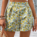 WYWH Shorts de talle alto con estampado floral