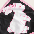 ROMWE Kawaii Set de lenceria con letra con estampado de conejo de dibujos animados unido en contraste