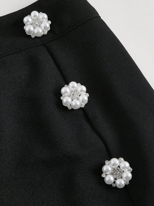 MOD Skort con diseno de perla bajo con abertura