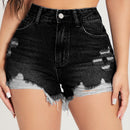 PETITE Shorts mezclilla desgarro bajo crudo