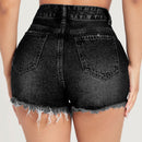 PETITE Shorts mezclilla desgarro bajo crudo
