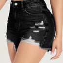 PETITE Shorts mezclilla desgarro bajo crudo