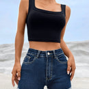 PETITE Shorts en mezclilla de talle alto bajo de doblez