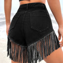 ICON Shorts en mezclilla ribete con fleco