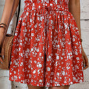 VCAY Shorts de pierna ancha con estampado floral de cintura con volante con cordon delantero