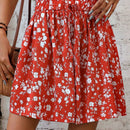 VCAY Shorts de pierna ancha con estampado floral de cintura con volante con cordon delantero
