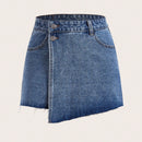 ICON Skort mezclilla asimetrico bajo crudo