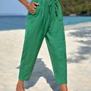 Pantalones de cintura con cordon con bolsillo oblicuo
