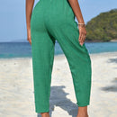 Pantalones de cintura con cordon con bolsillo oblicuo