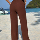 Pantalones casuales de pierna recta y cintura alta con bolsillos diagonales dobles