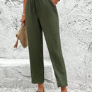 Lune pantalones elegantes de talle alto y largo con estampado de leopardo vintage, de uso casual y para la oficina, con tobillo entallado