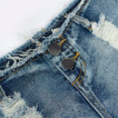 Eilly Bazar Shorts De Mezclilla Rasgados Con Dobladillo Crudo Y Ajuste Acampana