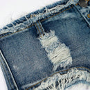 Eilly Bazar Shorts De Mezclilla Rasgados Con Dobladillo Crudo Y Ajuste Acampana