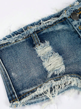 Eilly Bazar Shorts De Mezclilla Rasgados Con Dobladillo Crudo Y Ajuste Acampana