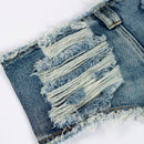 Eilly Bazar Shorts De Mezclilla Rasgados Con Dobladillo Crudo Y Ajuste Acampana