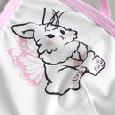 ROMWE Kawaii Sujetador con estampado de dibujos animados unido en contraste con tira cruzada