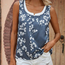 Blusa con estampado floral ribete en contraste