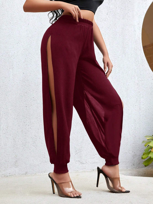 Frenchy Pantalones De Corredor Hueco Enterizocromatico Con Cintura Alta Elastica