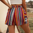 VCAY Shorts con estampado geometrico con doble bolsillo con nudo delantero