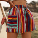 VCAY Shorts con estampado geometrico con doble bolsillo con nudo delantero