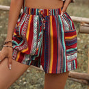 VCAY Shorts con estampado geometrico con doble bolsillo con nudo delantero