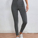 LUNE Pantalones ajustados con estampado de cuadros