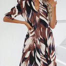VCAY Vestido con estampado de cuello notched de manga farol
