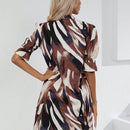 VCAY Vestido con estampado de cuello notched de manga farol