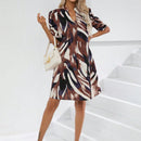 VCAY Vestido con estampado de cuello notched de manga farol