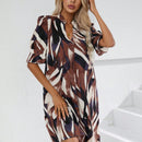 VCAY Vestido con estampado de cuello notched de manga farol