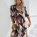 VCAY Vestido con estampado de cuello notched de manga farol