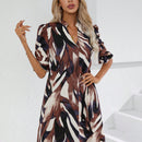 VCAY Vestido con estampado de cuello notched de manga farol
