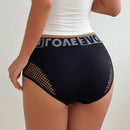 Boyshorts de cintura con cinta con letra con abertura