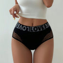 Boyshorts de cintura con cinta con letra con abertura