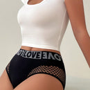 Boyshorts de cintura con cinta con letra con abertura