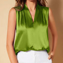 BAE Blusa unicolor de cuello V de saten