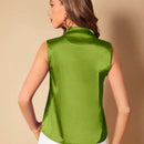 BAE Blusa unicolor de cuello V de saten