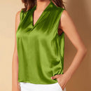 BAE Blusa unicolor de cuello V de saten