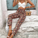 Vcay pantalones con estampado floral con cinturon