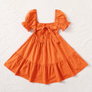 WYWH Vestido de cuello cuadrado de manga farol bajo con fruncido