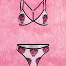 ROMWE J-Fashion Set de lenceria con estampado de dibujos animados vinculado con aro