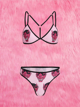 Set de lenceria con estampado de dibujos animados vinculado con aro